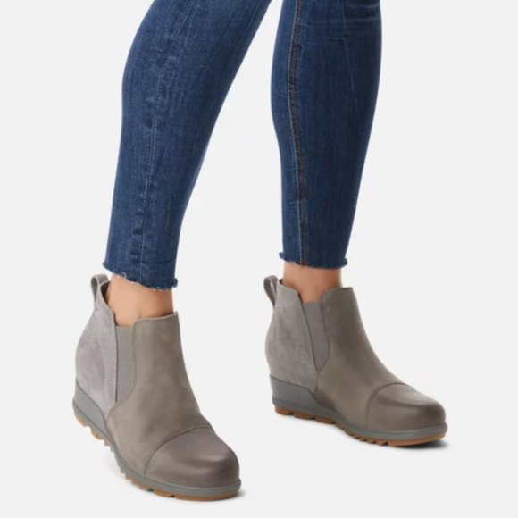 Sorel Shoes - New SOREL Evie Wedge Gray Leather Ankle Boots